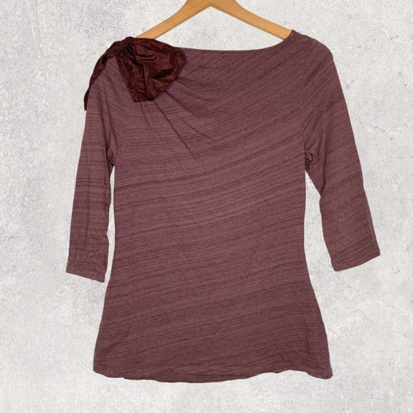 Anthropologie Burgundy Blouse with Ruffly Bow Detail - Picture 2 of 5